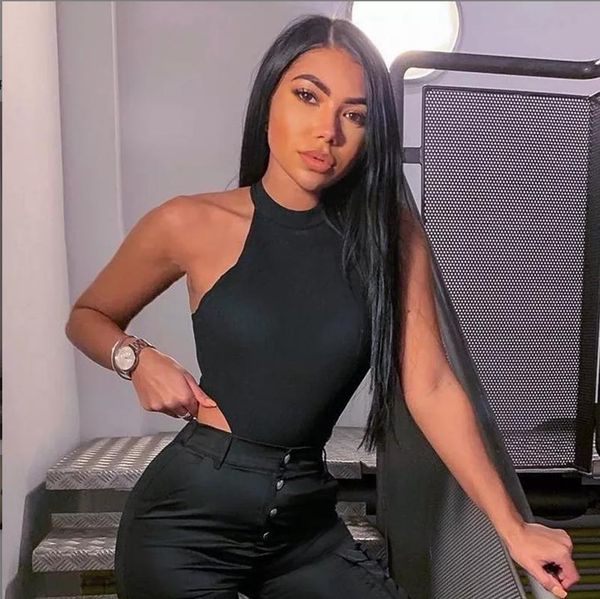 women ladies sleeveless solid color high cut slim skinny bodycon club beach fashion halter bodysuits leotard, Black;white
women ladies sleeveless solid color high cut slim skinny bodycon club beach fashion halter bodysuits leotard, Black;white