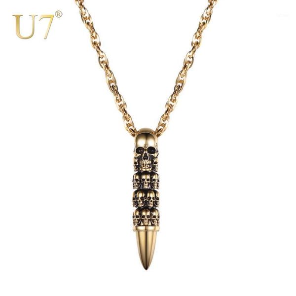 u7 skull necklace for men punk rock biker stainless steel jewelry choker accessories with 55cm water-wave chain p11211, Silver
u7 skull necklace for men punk rock biker stainless steel jewelry choker accessories with 55cm water-wave chain p11211, Silver
