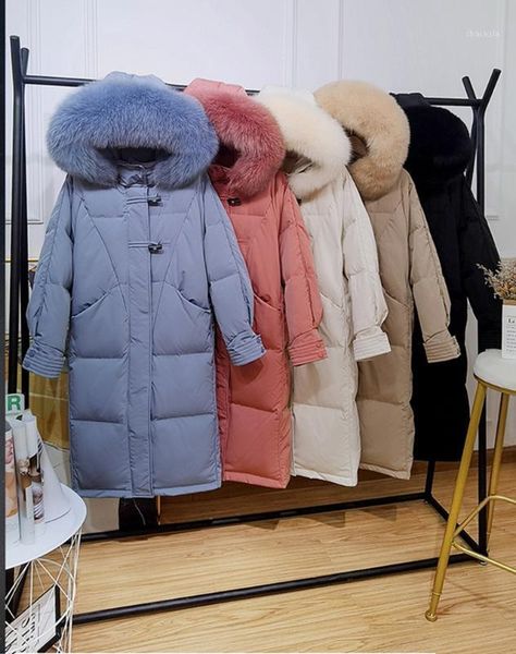 2020 large fur hooded jacket 90% duck down long coat warm snow outwear women horn button big pocket winter parkas1, Black
2020 large fur hooded jacket 90% duck down long coat warm snow outwear women horn button big pocket winter parkas1, Black