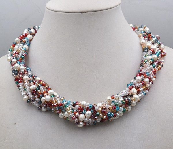 chains hand knotted 10 rows 3x4mm multicolor glass white freshwater pearl prepared necklace, Silver
chains hand knotted 10 rows 3x4mm multicolor glass white freshwater pearl prepared necklace, Silver