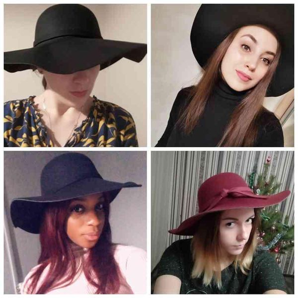 retro autumn winter bowler hats for women wool felt fedoras hat solid color ladies girls floppy wide brim dome cap, Blue;gray
retro autumn winter bowler hats for women wool felt fedoras hat solid color ladies girls floppy wide brim dome cap, Blue;gray