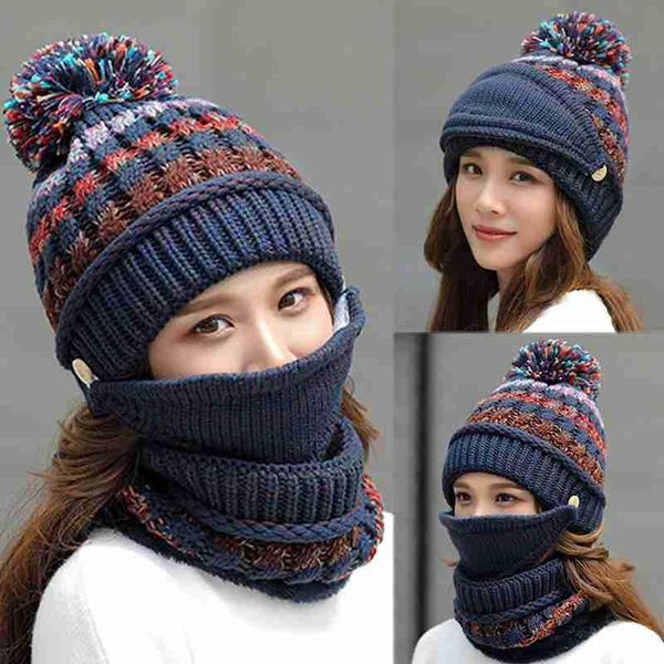 beanie/skull caps women's knitted pattern hat and bib three-piece scarf cute pompon ears warm beanie neck, Blue;gray
beanie/skull caps women's knitted pattern hat and bib three-piece scarf cute pompon ears warm beanie neck, Blue;gray