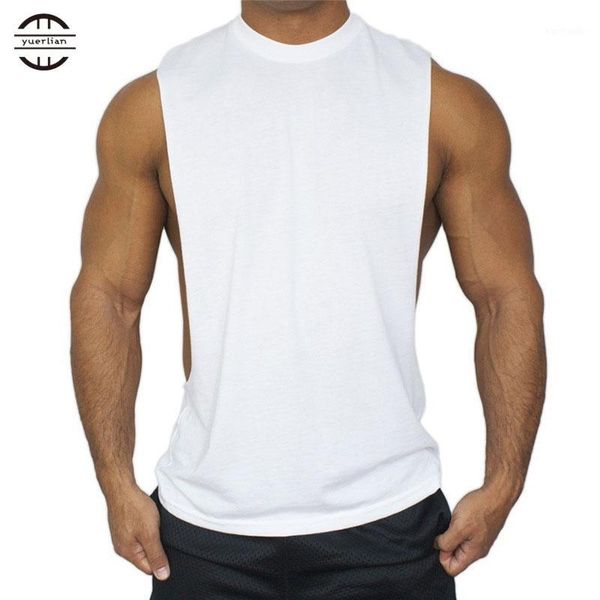 running jerseys yuerlian cotton solid coletes fitness training shirts gym bodybuilding t-shirt basketball tank yoga sports men vest1, Black;blue