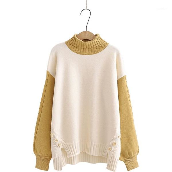 women knitted sweaters 2020 winter long sleeve turtleneck sweater casual cashmere pullover buttons patchwork cuff basic, White;black
women knitted sweaters 2020 winter long sleeve turtleneck sweater casual cashmere pullover buttons patchwork cuff basic, White;black