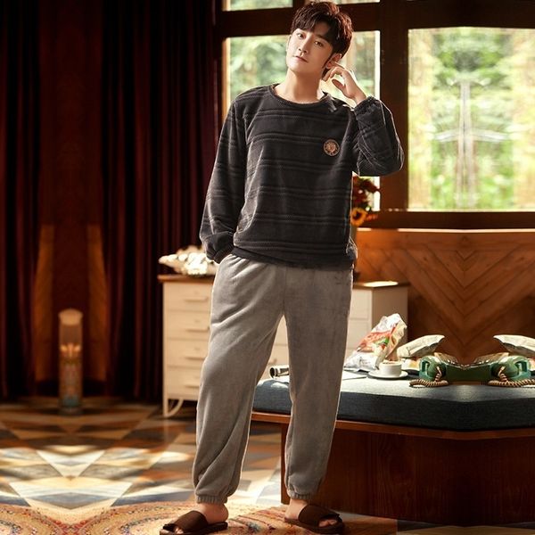 melifle winter warm pure velvet pajamas sets for man atoff home flannel soft men's sleepwear suits fashion plush male nightwear 201109, Black;brown
melifle winter warm pure velvet pajamas sets for man atoff home flannel soft men's sleepwear suits fashion plush male nightwear 201109, Black;brown