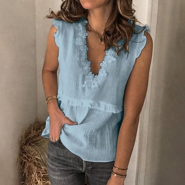 women blouse ruffle patchwork shirt elegant sleeveless v-neck floral summer plus size lady chic streetwear blusas 2021, White
women blouse ruffle patchwork shirt elegant sleeveless v-neck floral summer plus size lady chic streetwear blusas 2021, White