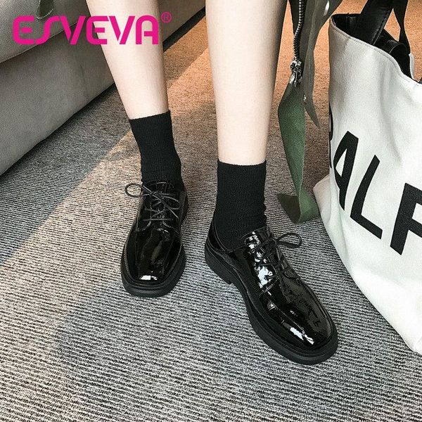 esveva 2021 pu leather ankle boots autumn winter lace up ladies round toe square med heel black women shoes size 35-39
esveva 2021 pu leather ankle boots autumn winter lace up ladies round toe square med heel black women shoes size 35-39