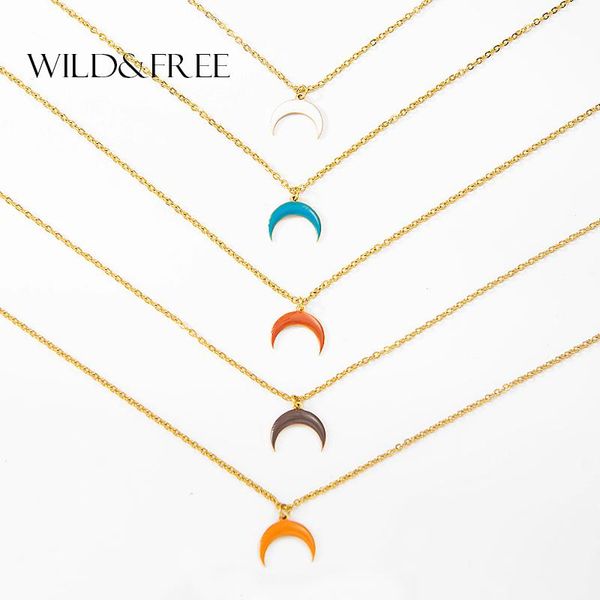 pendant necklaces wild&316l stainless steel necklace 5 colors red enamel moon for women choker gift friend, Silver
pendant necklaces wild&316l stainless steel necklace 5 colors red enamel moon for women choker gift friend, Silver
