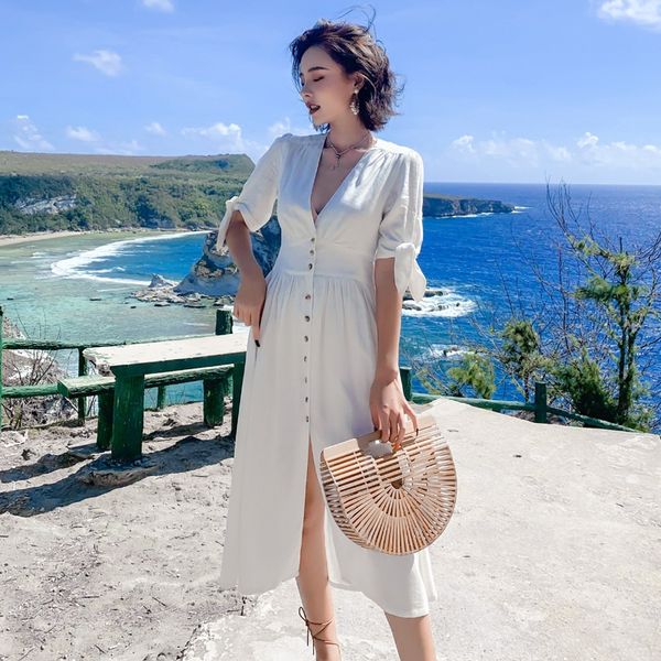 2020 bali french v-neck linen vacation waist-closed women's mid-length summer 2020 bali french style v-neck linen vacation style waist, Black;gray
2020 bali french v-neck linen vacation waist-closed women's mid-length summer 2020 bali french style v-neck linen vacation style waist, Black;gray