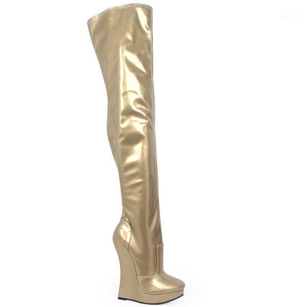 new arrival 18cm high heel wedges platform fetish stunning slim over-the-knee thigh boots plus size1, Black
new arrival 18cm high heel wedges platform fetish stunning slim over-the-knee thigh boots plus size1, Black
