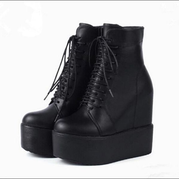 14cm wedge heel boots thick bottom boots front with round head super high heel women's1, Black
14cm wedge heel boots thick bottom boots front with round head super high heel women's1, Black