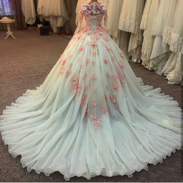 2021 new middle eastern muslim 3d-floral frizzy ribbons dressed as bride illusion sleeve wedding gowns custom made nr34, White
2021 new middle eastern muslim 3d-floral frizzy ribbons dressed as bride illusion sleeve wedding gowns custom made nr34, White