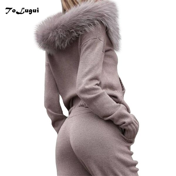 faux fur collar hooded knit suit new women autumn winter long sleeves knitted tracksuit casual pant set 2 piece set 201007, White
faux fur collar hooded knit suit new women autumn winter long sleeves knitted tracksuit casual pant set 2 piece set 201007, White