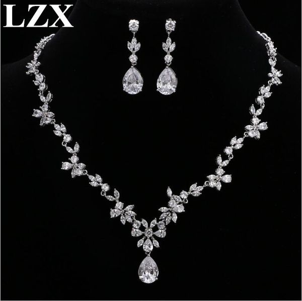 lzx brand new trendy luxury bridal jewelry sets sparkling zirconia crystal necklace earrings for women fashion wedding jewelry, Silver
lzx brand new trendy luxury bridal jewelry sets sparkling zirconia crystal necklace earrings for women fashion wedding jewelry, Silver