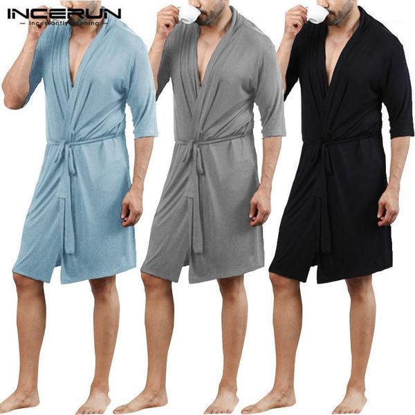 incerun men summer robes solid color kimono leisure half sleeve v neck couple bathrobe men fashion soft nightgown homewear s-5xl1, Black;brown
incerun men summer robes solid color kimono leisure half sleeve v neck couple bathrobe men fashion soft nightgown homewear s-5xl1, Black;brown