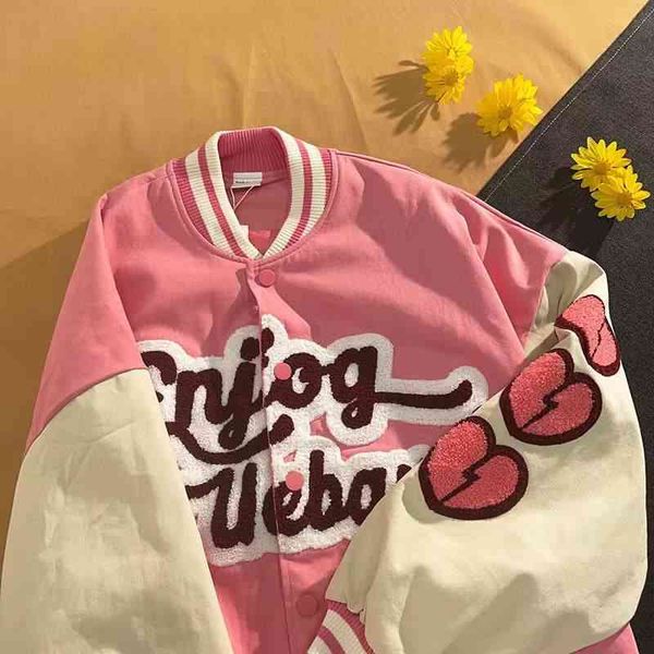 hip hop women varsity jacket cartoon letter embroidery loose college style couple bomber harajuku baseball coats 2021 new, Black;brown
hip hop women varsity jacket cartoon letter embroidery loose college style couple bomber harajuku baseball coats 2021 new, Black;brown