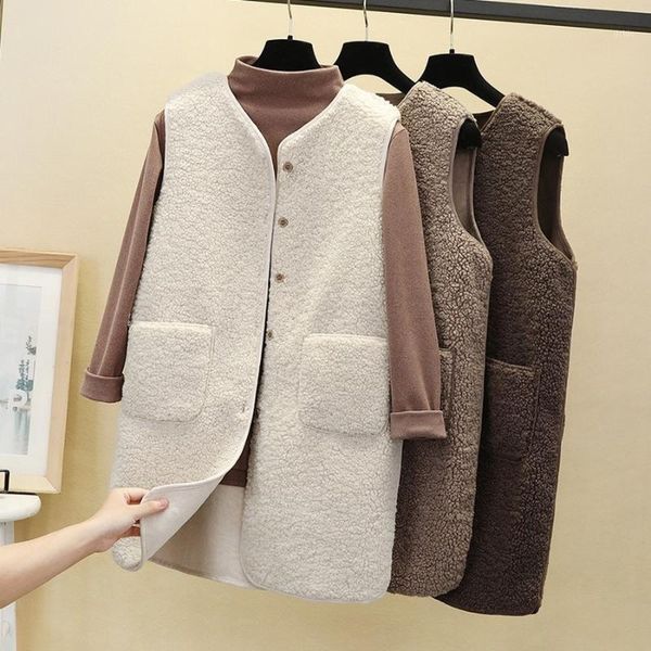 lamb hair vest women fashion mid-length loose coat for ladies 2021 autumn sleeveless winter coat women clothes1, Black;white
lamb hair vest women fashion mid-length loose coat for ladies 2021 autumn sleeveless winter coat women clothes1, Black;white