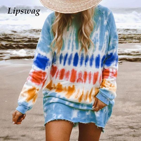 women rainbow tie dye print mini dress autumn o-neck long sleeve sweatshirt dress casual female loose straight streetwear1, Black;gray
women rainbow tie dye print mini dress autumn o-neck long sleeve sweatshirt dress casual female loose straight streetwear1, Black;gray