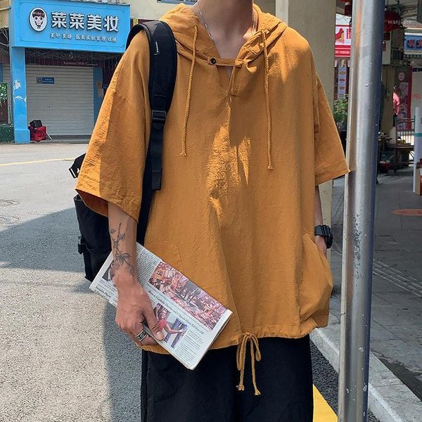 hooded t shirt men's fashion solid color casual cotton short-sleeved t-shirt men streetwear wild loose hip-hop tshirt summer1, White;black
hooded t shirt men's fashion solid color casual cotton short-sleeved t-shirt men streetwear wild loose hip-hop tshirt summer1, White;black