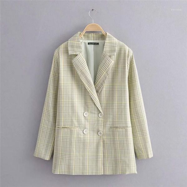 women casual pure green plaid loose blazer 2021 spring-autumn female chic long sleeve double breasted thin jacket outwear femme1, White;black
women casual pure green plaid loose blazer 2021 spring-autumn female chic long sleeve double breasted thin jacket outwear femme1, White;black