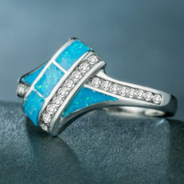 visisap trendy geometric blue opals rings for women micro inlaid party ring gifts jewelry dropshipping fashion accessories b1431, Golden;silver