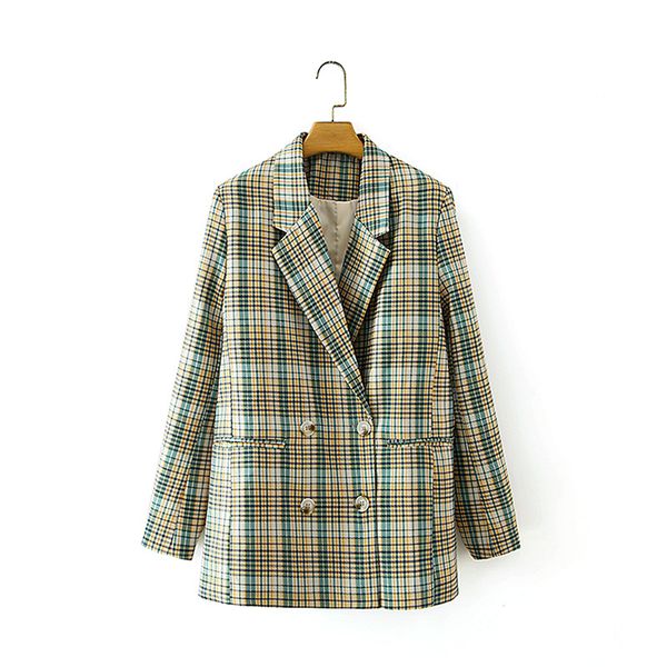 2021 new women elegant green plaid blazer long sleeve double breasted slim check coat office work lattice suit jacket outerw, White;black
2021 new women elegant green plaid blazer long sleeve double breasted slim check coat office work lattice suit jacket outerw, White;black