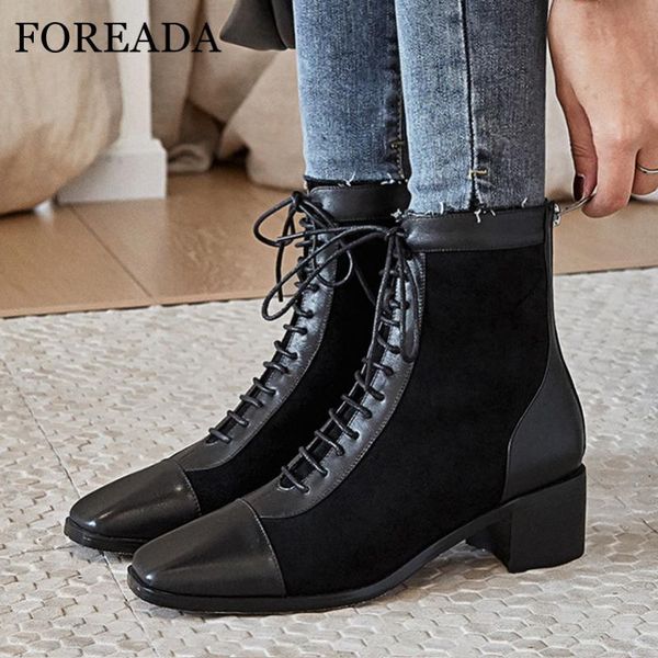 foreada real leather med heel ankle boots woman boots zip thick heel short lace up square toe female shoes autumn black
foreada real leather med heel ankle boots woman boots zip thick heel short lace up square toe female shoes autumn black