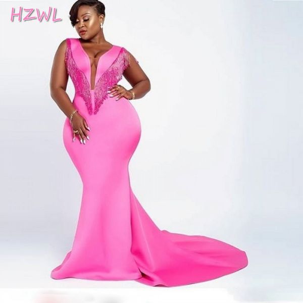pink plus size prom dresses aso ebi african mermaid sweep train evening gowns sheer v neck robe de soiree vestidos 2021, Black
pink plus size prom dresses aso ebi african mermaid sweep train evening gowns sheer v neck robe de soiree vestidos 2021, Black