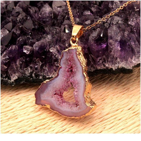 1pcs natural random irregular rock druzy stone pendant necklaces for women trendy geode slice piece healing necklace qylidh, Black
1pcs natural random irregular rock druzy stone pendant necklaces for women trendy geode slice piece healing necklace qylidh, Black