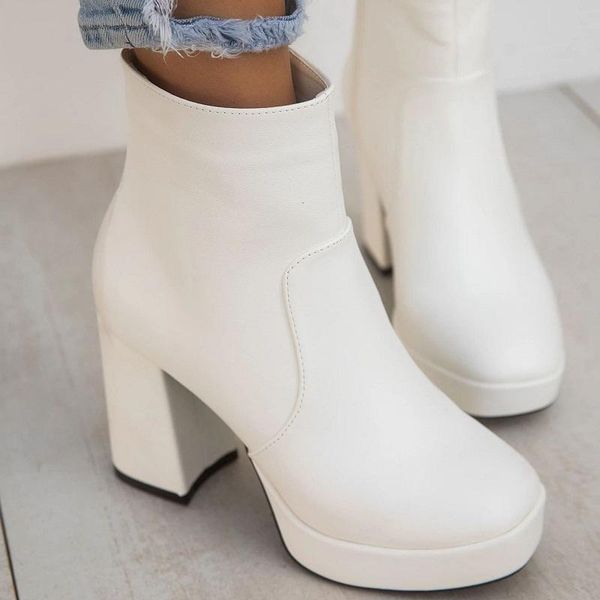 autumn winter women shoes platform high heels ankle boots pu leather round toe zipper vintage ladies, Black
autumn winter women shoes platform high heels ankle boots pu leather round toe zipper vintage ladies, Black