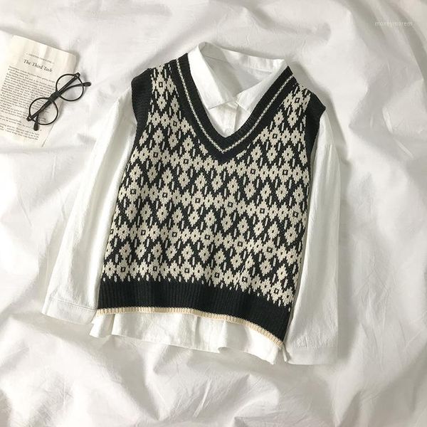 women's vests women's vest sweater autumn winter korean preppy style all-match casual v neck sleeveless hit colors knit waistcoat, Black;white
women's vests women's vest sweater autumn winter korean preppy style all-match casual v neck sleeveless hit colors knit waistcoat, Black;white