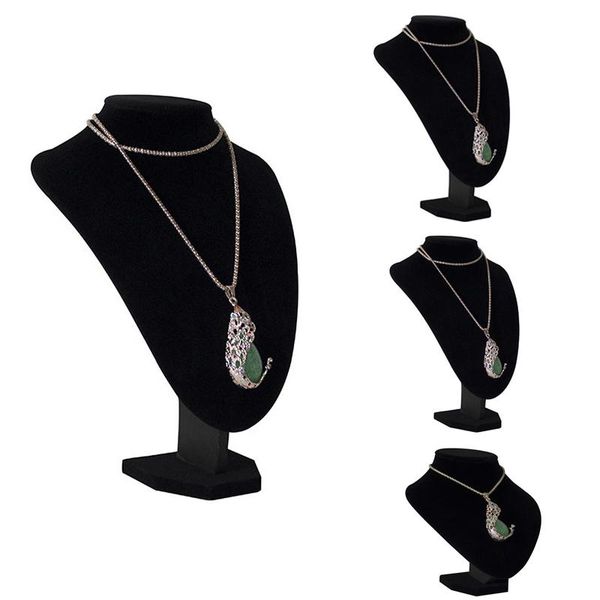 velvet necklace pendant chain jewelry bust display holder stand black 29*21cm, Pink;blue 
velvet necklace pendant chain jewelry bust display holder stand black 29*21cm, Pink;blue