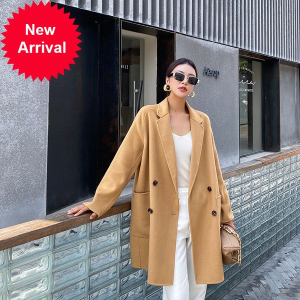 2021 new women 100% wool turn-down jacket collar double pocket buttons layer smooth fabric lapel raglan sleeve thick winter coat 90tc, Black 
2021 new women 100% wool turn-down jacket collar double pocket buttons layer smooth fabric lapel raglan sleeve thick winter coat 90tc, Black