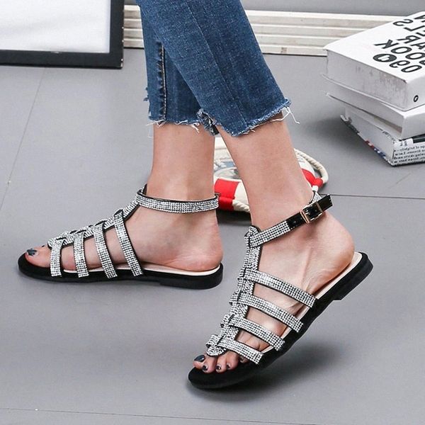 women crystal summer gladiator fashion shoes women's ankle buckle flat footwear plus size sandals female bling drop shipping #4u1c, Black
women crystal summer gladiator fashion shoes women's ankle buckle flat footwear plus size sandals female bling drop shipping #4u1c, Black