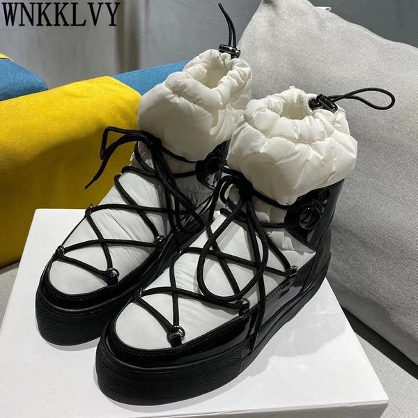 boots thick sole down snow women flat cross-tied design mixed colors elastic band ankle botas winter comfort warm platform shoes, Black
boots thick sole down snow women flat cross-tied design mixed colors elastic band ankle botas winter comfort warm platform shoes, Black