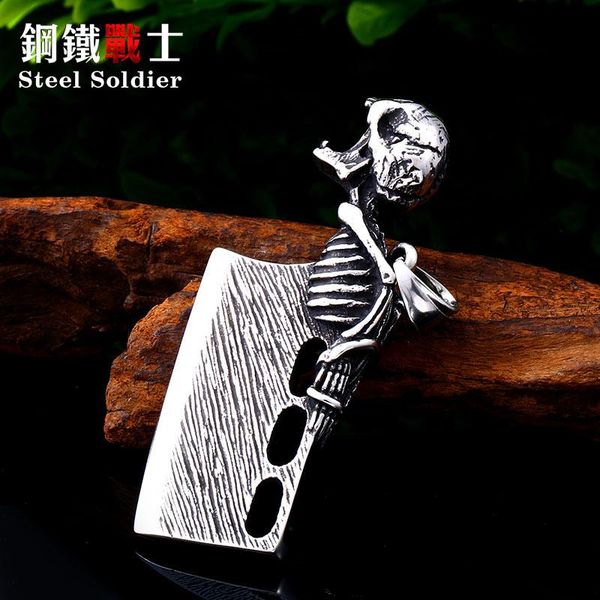 steel soldier kitchen knife pendant necklace stainless steel hyperbole special skull chain charms boy gift jewelry, Silver
steel soldier kitchen knife pendant necklace stainless steel hyperbole special skull chain charms boy gift jewelry, Silver