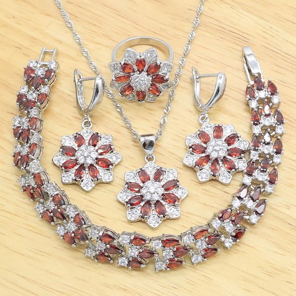 red garnet 925 silver jewelry sets for women wedding bracelet necklace pendant earrings ring birthday gift
red garnet 925 silver jewelry sets for women wedding bracelet necklace pendant earrings ring birthday gift