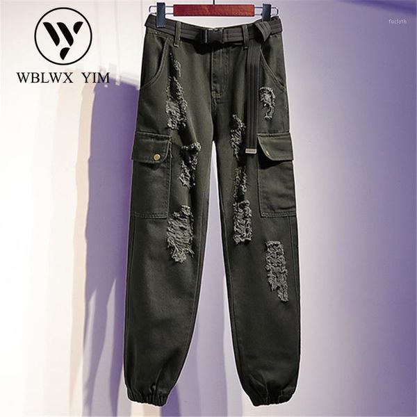 spring summer new beam feet jeans women fashion high waist hole jeans loose plus size cargo pants female harem pants with belt1, Blue
spring summer new beam feet jeans women fashion high waist hole jeans loose plus size cargo pants female harem pants with belt1, Blue