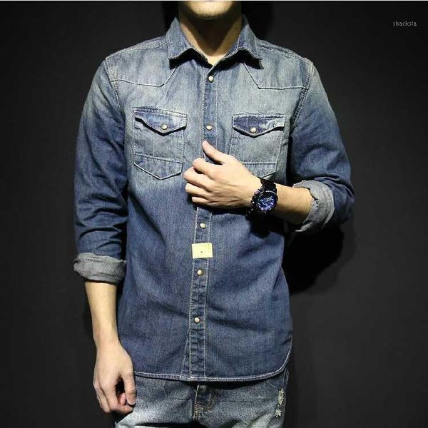autumn men fashion loose single breasted water wash denim blouse male trendy color vintage bleached jean cotton casual shirt1, White;black
autumn men fashion loose single breasted water wash denim blouse male trendy color vintage bleached jean cotton casual shirt1, White;black