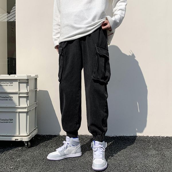 2021 new carga homens coreano streetwear esporte corredores hip faixa pantalon preto azul jeans de 4t1m, Black
2021 new carga homens coreano streetwear esporte corredores hip faixa pantalon preto azul jeans de 4t1m, Black