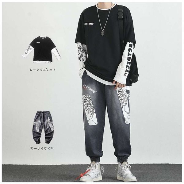 fake two-piece crew neck autumn korean fashion men's wear a set of clothes with cool hip-hop fried street suit, Black
fake two-piece crew neck autumn korean fashion men's wear a set of clothes with cool hip-hop fried street suit, Black