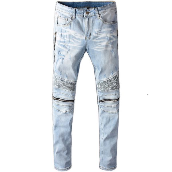 2021 new men's male trousers street fashion brand autumn light-colored punk chain jeans youth trend self-cultivation denim pants pztd, Blue
2021 new men's male trousers street fashion brand autumn light-colored punk chain jeans youth trend self-cultivation denim pants pztd, Blue