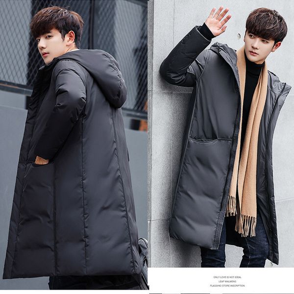 jacket men's mid winter 2019 new trend slim fit youth light white down long coat thickened, Black
jacket men's mid winter 2019 new trend slim fit youth light white down long coat thickened, Black