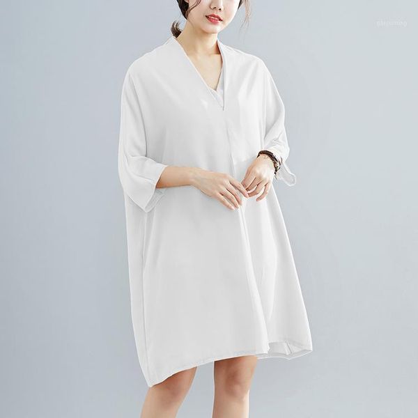 2019 summer dress casual loose fat woman fat mother covered belly v collar chiffon dress1, Black;gray
2019 summer dress casual loose fat woman fat mother covered belly v collar chiffon dress1, Black;gray