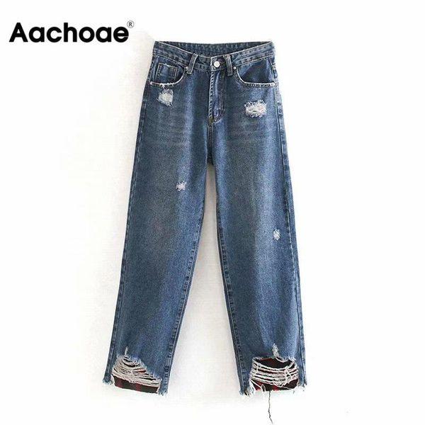 aachoae women holes mom jeans pants long length loose trousers wide leg streetwear buttoms baggy denim jeans jeansy damskie, Blue
aachoae women holes mom jeans pants long length loose trousers wide leg streetwear buttoms baggy denim jeans jeansy damskie, Blue