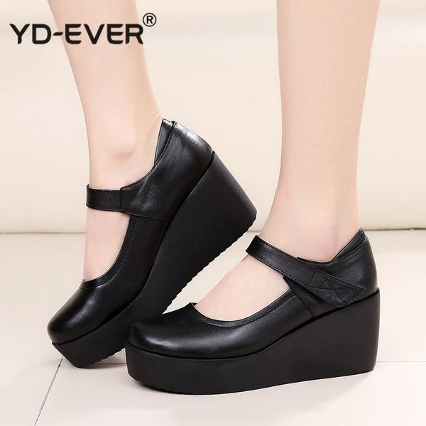 2020 spring genuine leather women pumps platform wedges round toes ankle strap high heel women shoes, Black
2020 spring genuine leather women pumps platform wedges round toes ankle strap high heel women shoes, Black