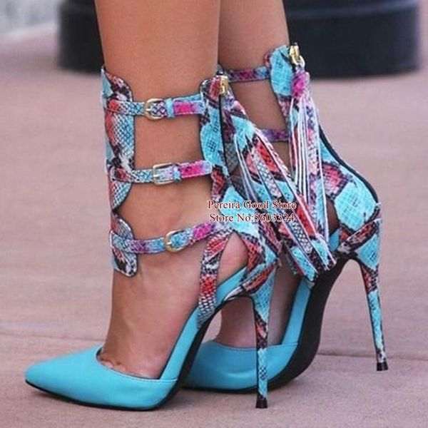 dress shoes stylish blue snakeskin leather high heel pumps pointed toe tassel fringe gladiator hollow thin heels ankle boots, Black
dress shoes stylish blue snakeskin leather high heel pumps pointed toe tassel fringe gladiator hollow thin heels ankle boots, Black