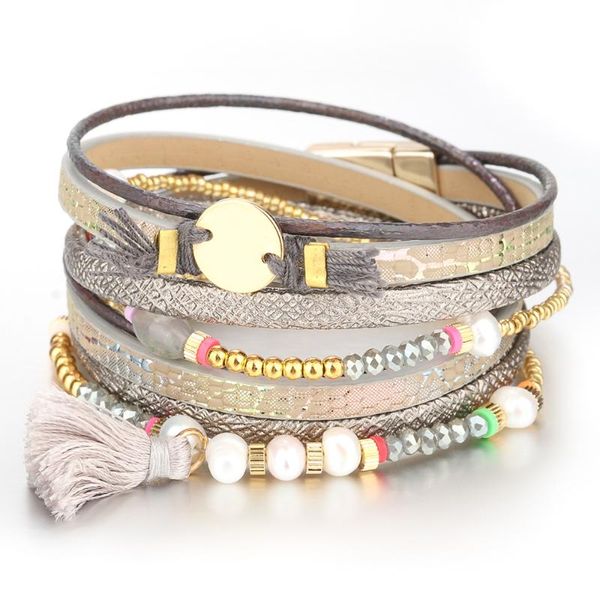 charm bracelets women's leather bracelet, millet beads, gold copper long tassels, accessories, bohemia 2021 jewelry wholesale, Golden;silver
charm bracelets women's leather bracelet, millet beads, gold copper long tassels, accessories, bohemia 2021 jewelry wholesale, Golden;silver