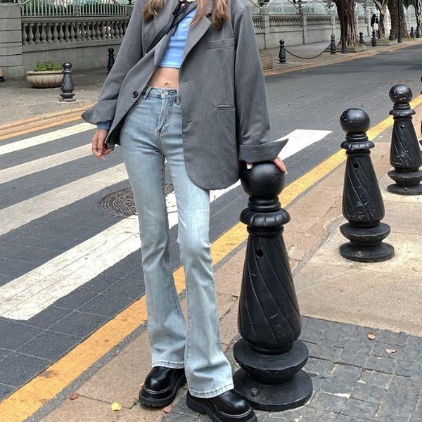 new 2021 cultive old-fashioned girl retro little slim body long horn female jeans etau, Blue
new 2021 cultive old-fashioned girl retro little slim body long horn female jeans etau, Blue
