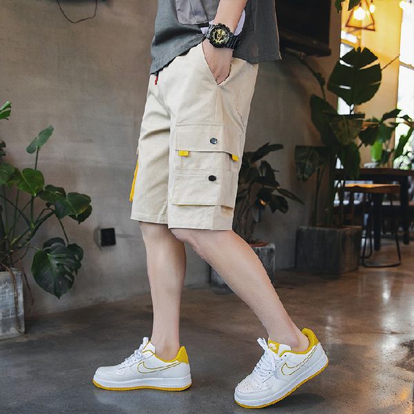 casual shorts men's loose capris chinese pants korean summer breeches, White;black